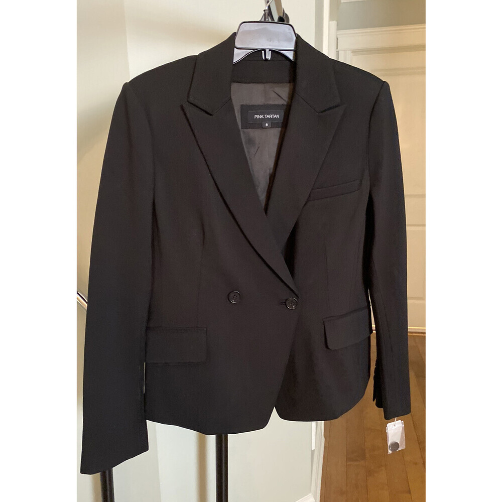 Pink Tartan Women's Ponte Double Breasted Blazer in Black Size 8 $799 - Picture 4 of 9